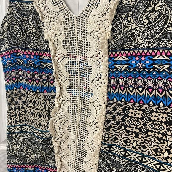 AS U WISH Multicolor aztec mixed prints lace dress m - Picture 4 of 9